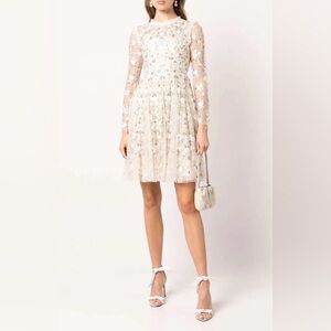 Needle and Thread Camellia Ditsy Mini Dress - champagne